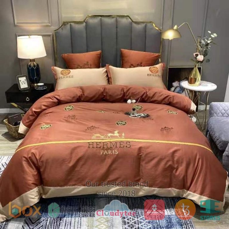 hermes paris logo high end bedding set 1 64204