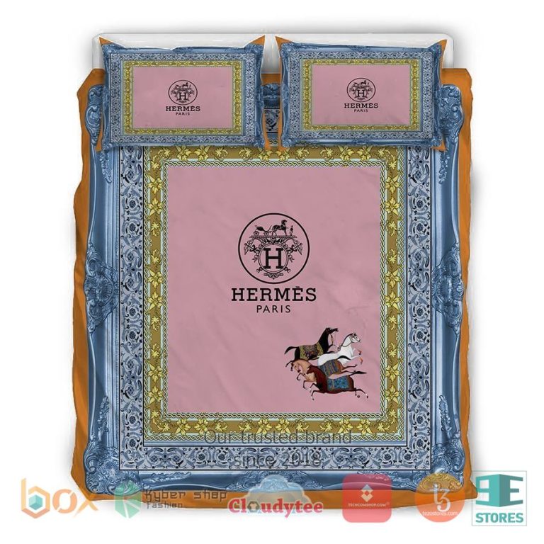 hermes paris luxury french fashion pink bedding set 1 57446