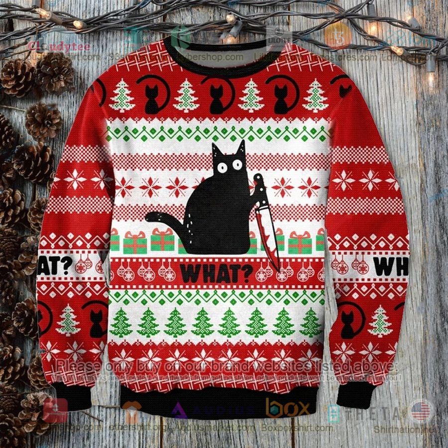horror black cat what christmas sweatshirt sweater 1 39365