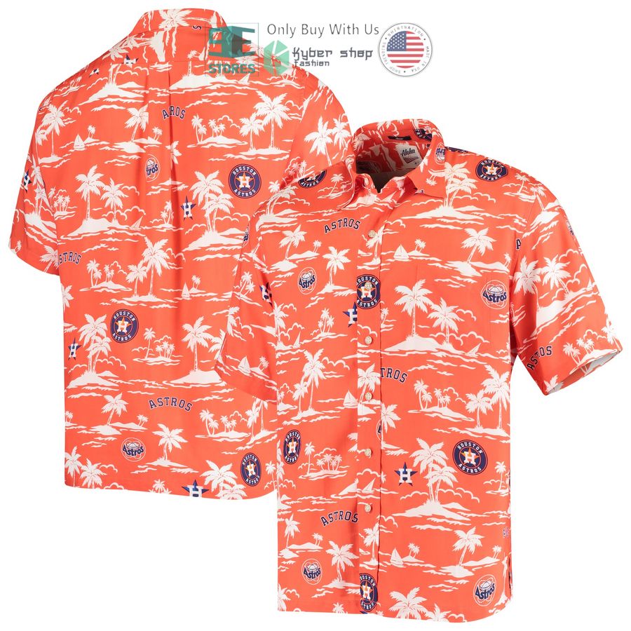 houston astros reyn spooner vintage short sleeve orange navy hawaiian shirt 1 66404