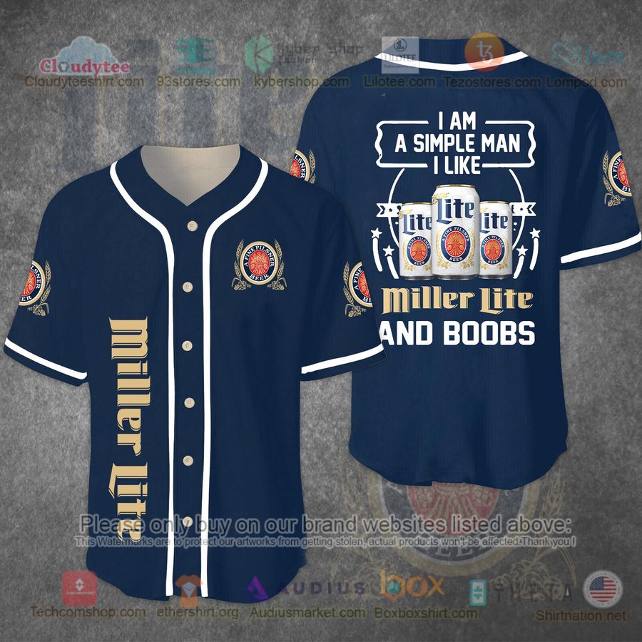 i am a simple man i like miller lite and boobs baseball jersey 1 15742