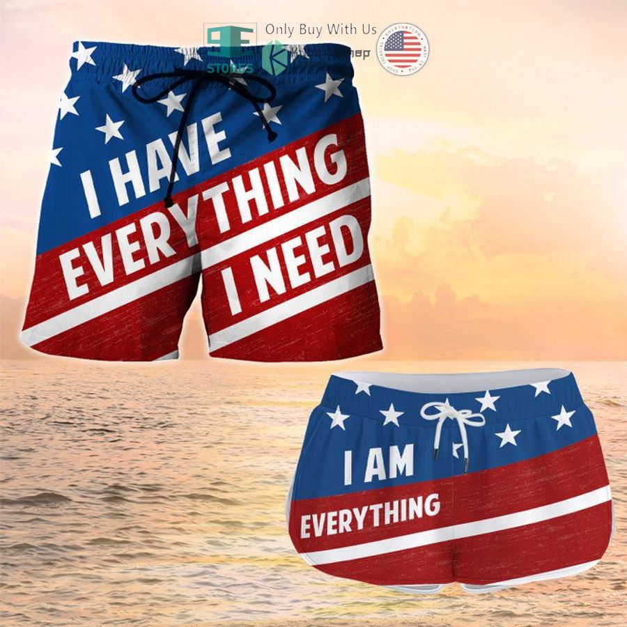 i have every thing i need i am everything american flag couple shorts 1 23124