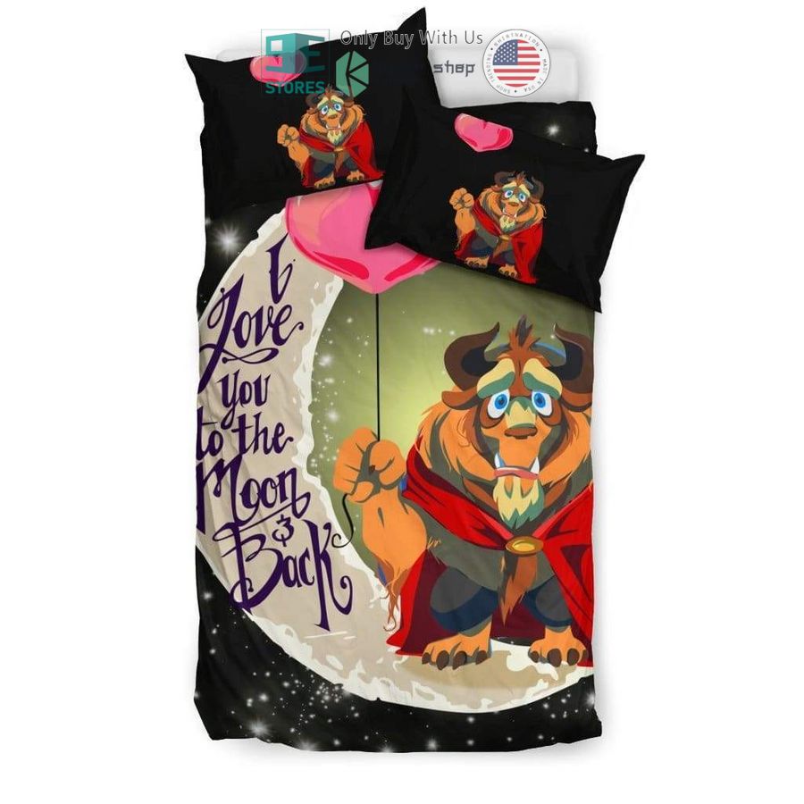 i love you to the moon back beauty and the beast bedding set 2 48162