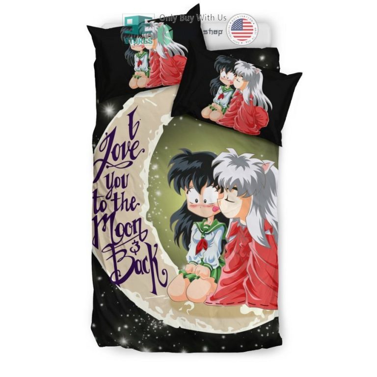 i love you to the moon back inuyasha kiss kagome bedding set 2 7762