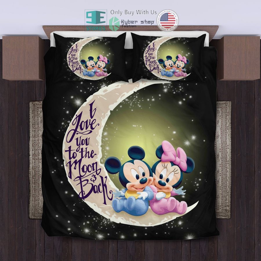 i love you to the moon back mickey minnie bedding set 1 43456