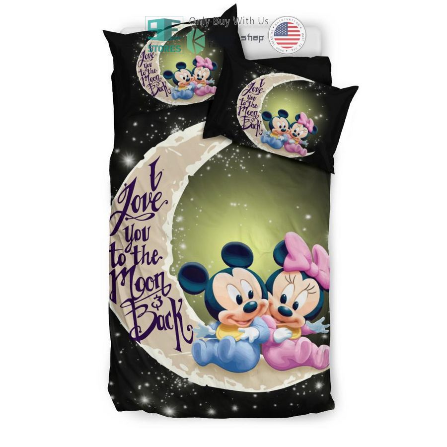 i love you to the moon back mickey minnie bedding set 2 93897