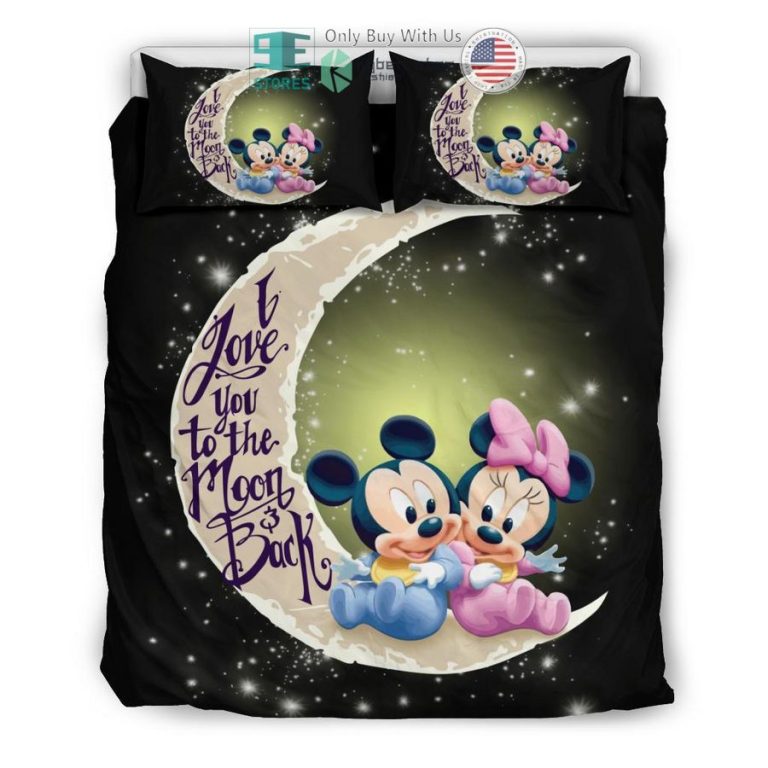 i love you to the moon back mickey minnie bedding set 3 71907