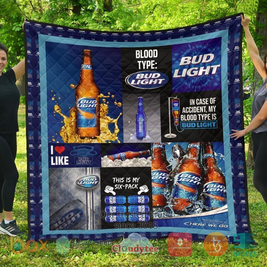 in case of accident my blood type is bud light quilt blanket 1 8333