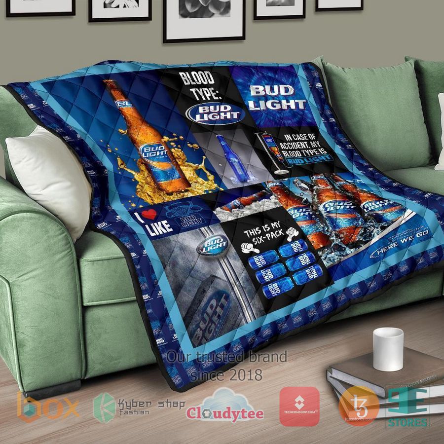 in case of accident my blood type is bud light quilt blanket 10 56373