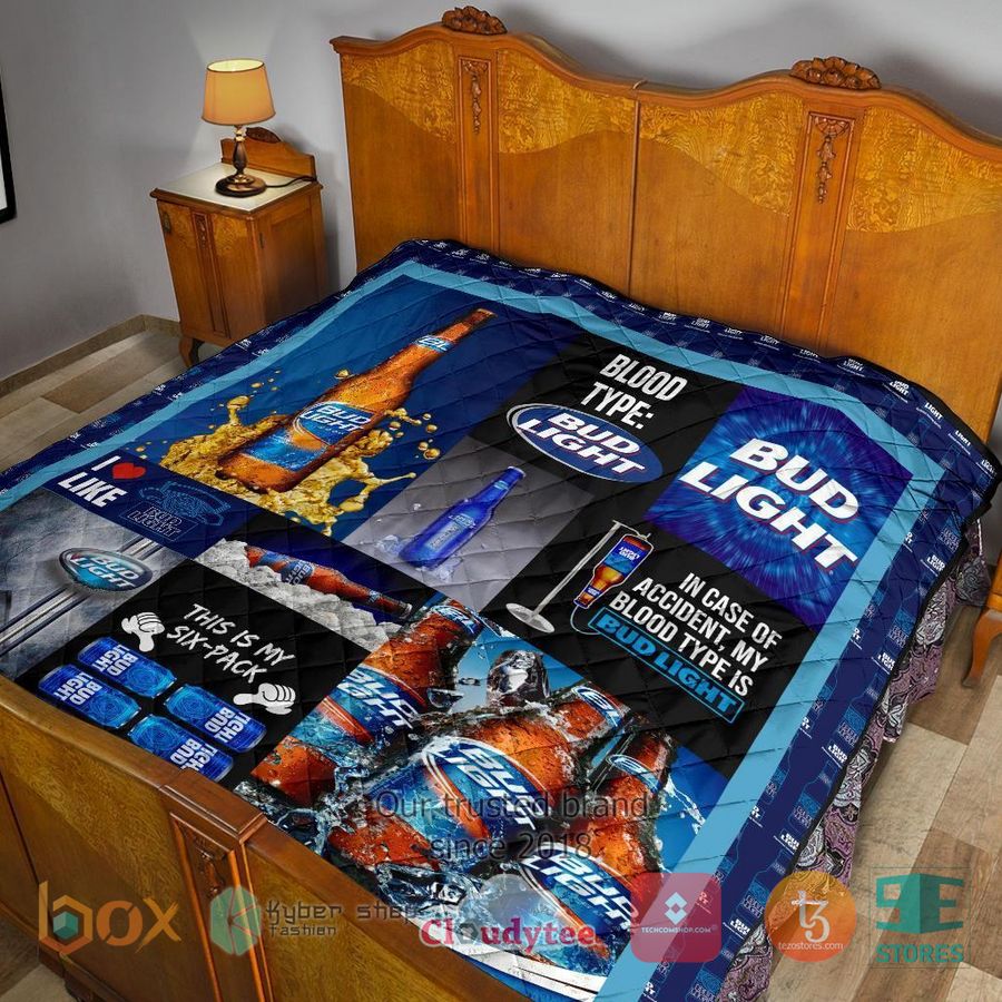 in case of accident my blood type is bud light quilt blanket 11 72560