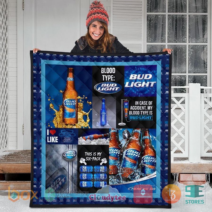 in case of accident my blood type is bud light quilt blanket 3 24903