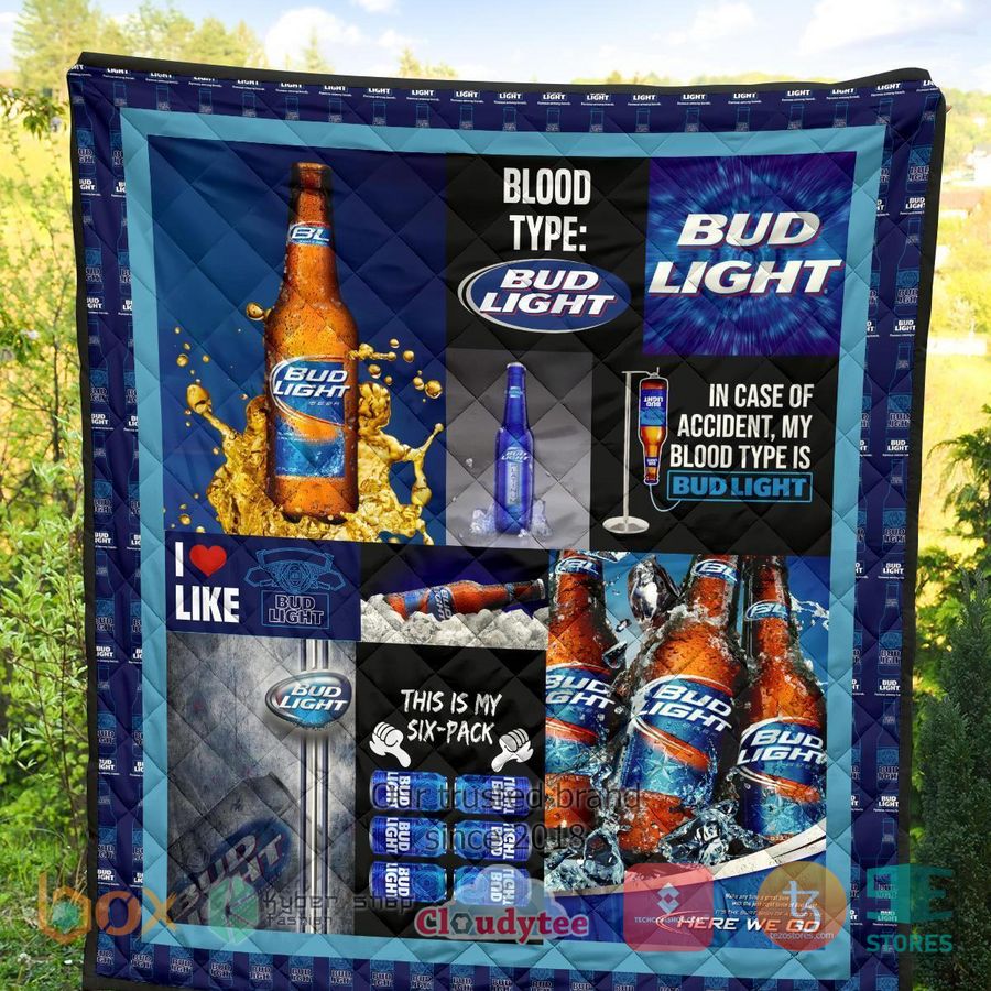 in case of accident my blood type is bud light quilt blanket 4 2732