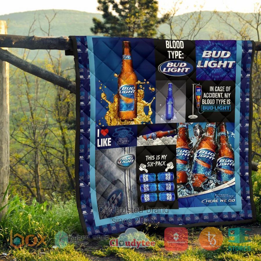 in case of accident my blood type is bud light quilt blanket 8 12555
