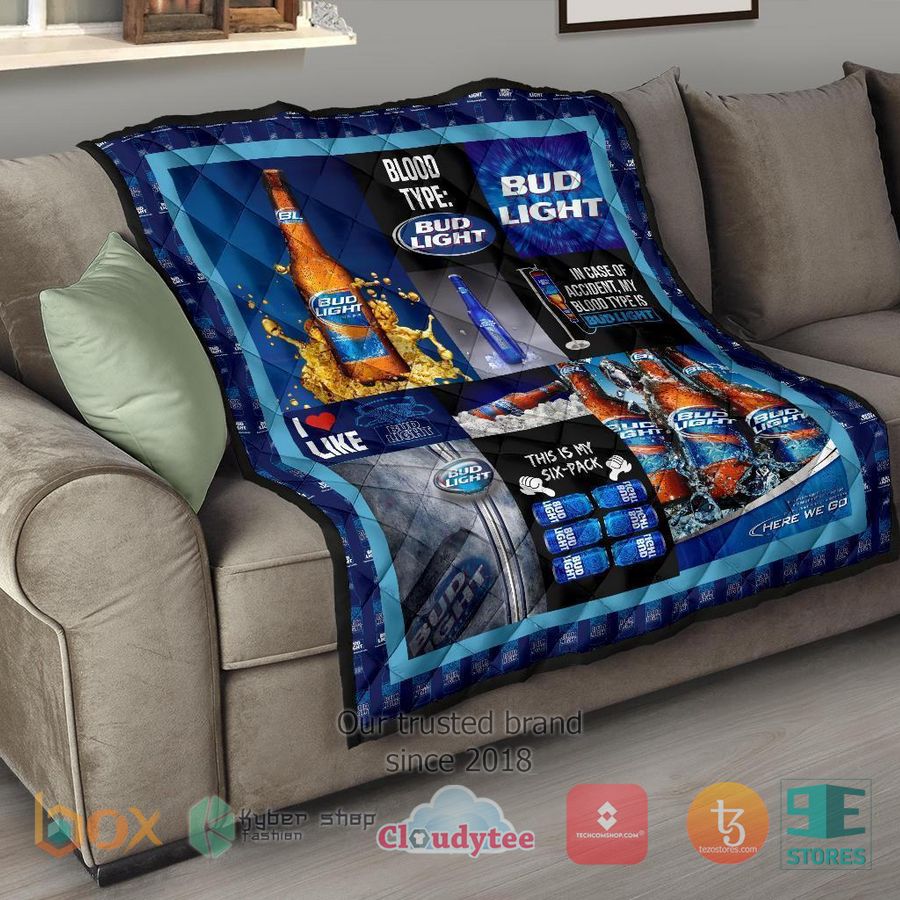 in case of accident my blood type is bud light quilt blanket 9 60538