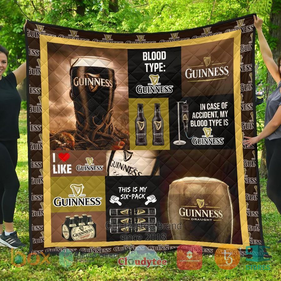 in case of accident my blood types is guinness quilt blanket 1 95833