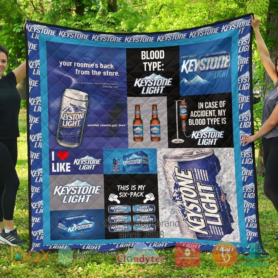in case of accident my blood types is keystone light quilt blanket 1 16059