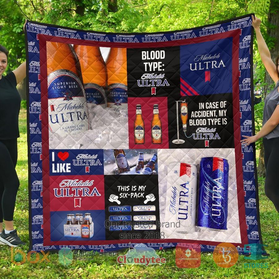 in case of accident my blood types is michelob ultra quilt blanket 1 28198