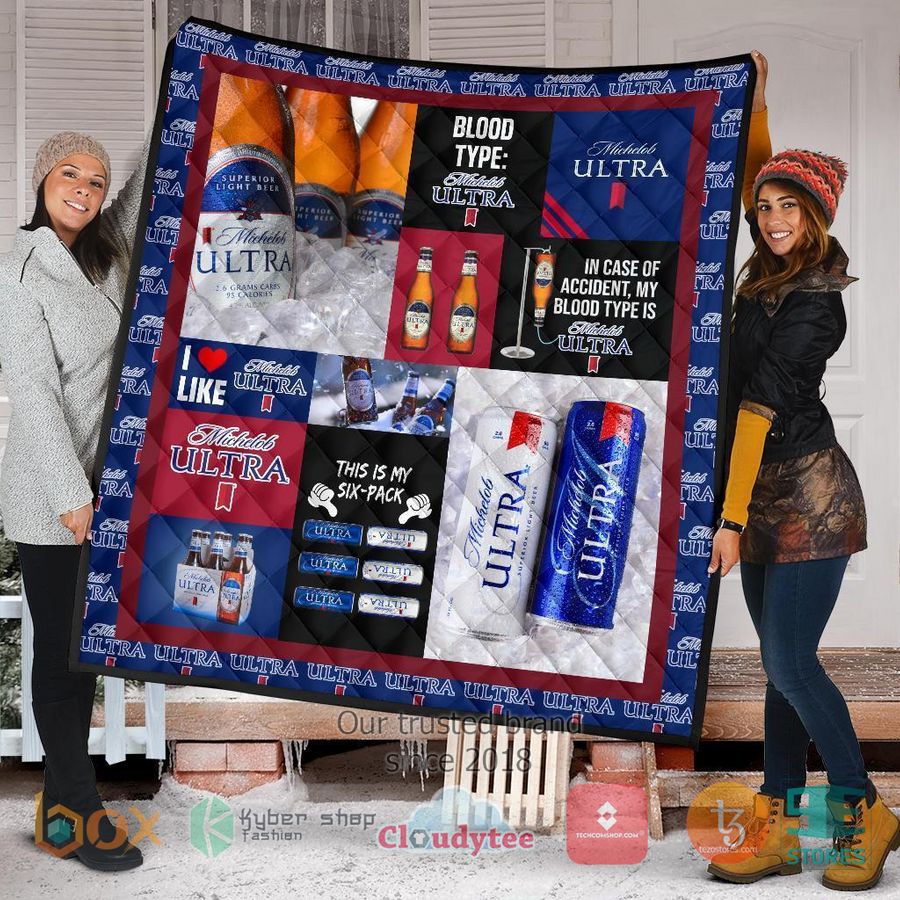in case of accident my blood types is michelob ultra quilt blanket 2 43684