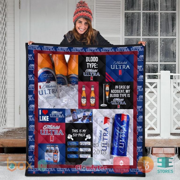 in case of accident my blood types is michelob ultra quilt blanket 3 39882