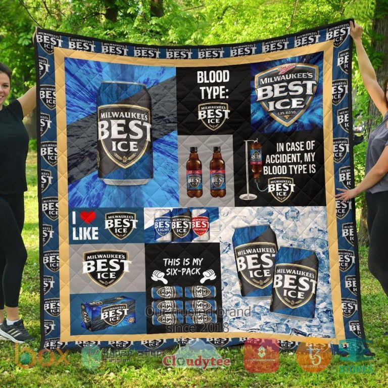 in case of accident my blood types is milwaukees best ice quilt blanket 1 76632