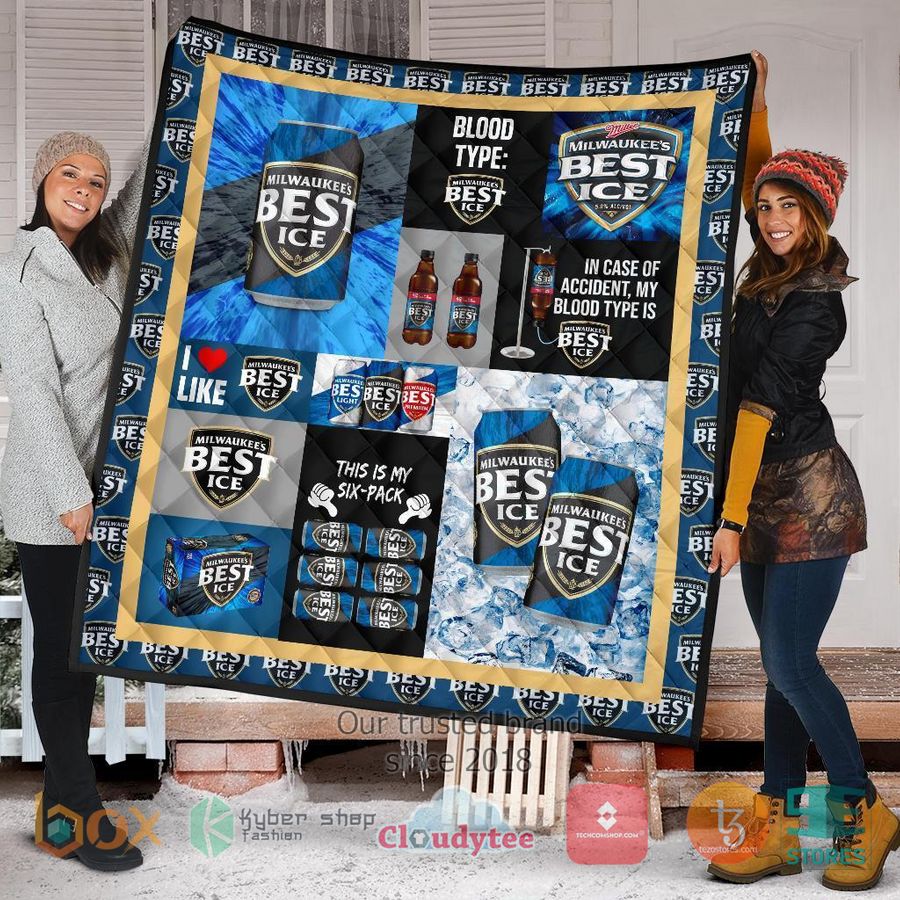 in case of accident my blood types is milwaukees best ice quilt blanket 2 45624