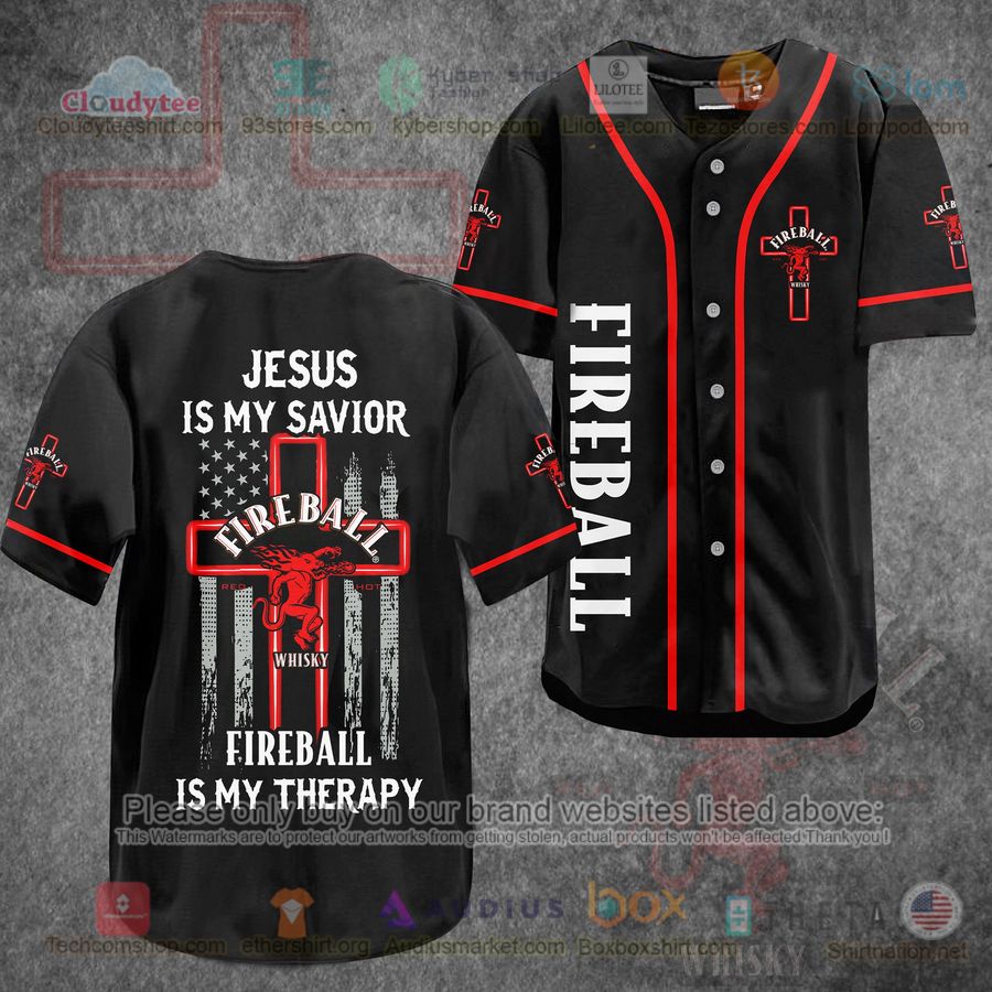 jesus is my savior fireball is my therapy baseball jersey 1 86020