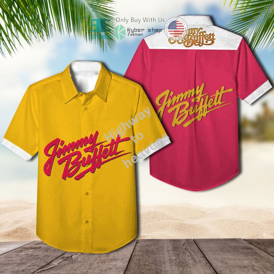 jimmy buffett yellow pink hawaiian shirt 1 70306