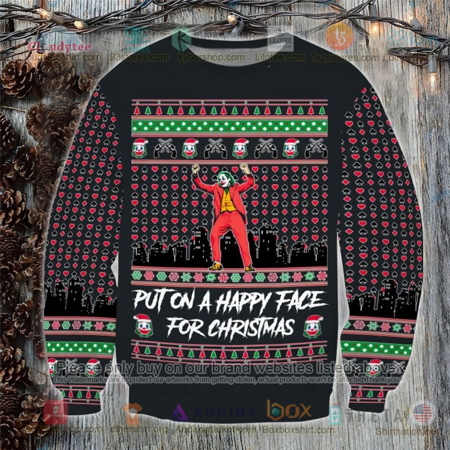 joker put on a happy face for christmas sweatshirt sweater 1 66676