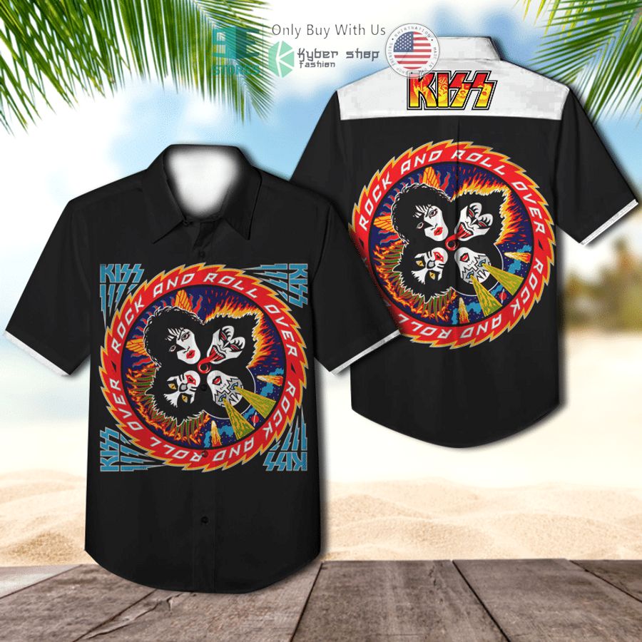 kiss band rock and roll over album hawaiian shirt 1 23236