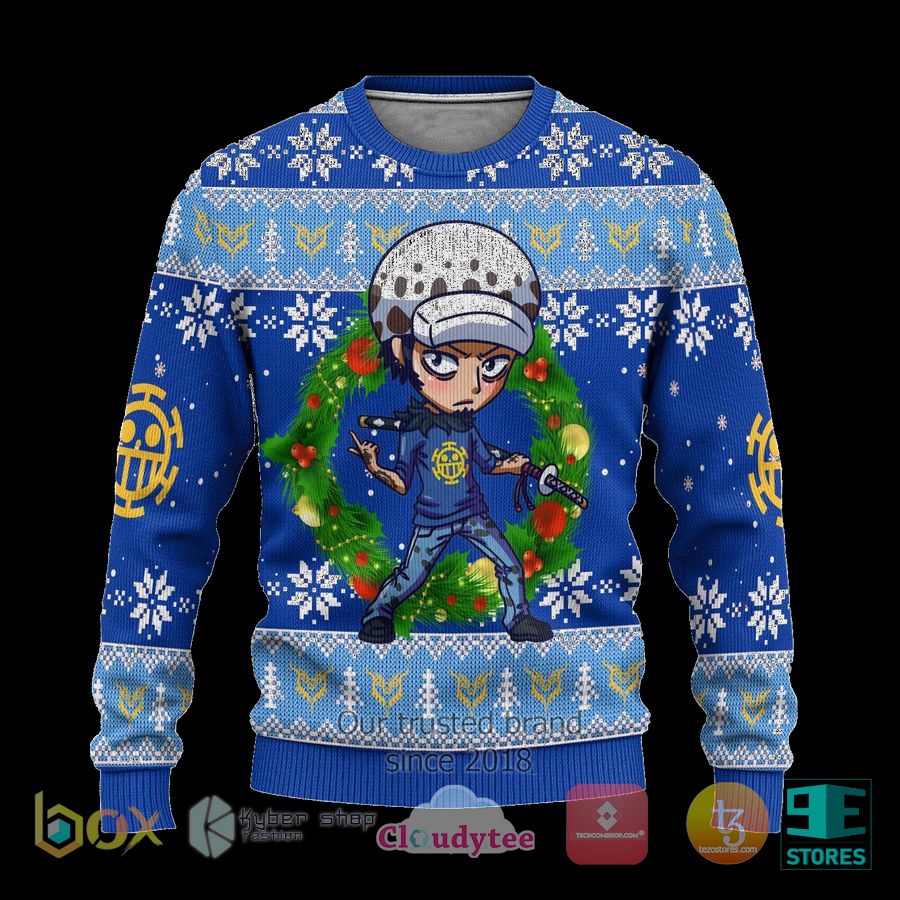 law one piece anime ugly christmas sweater 1 18365