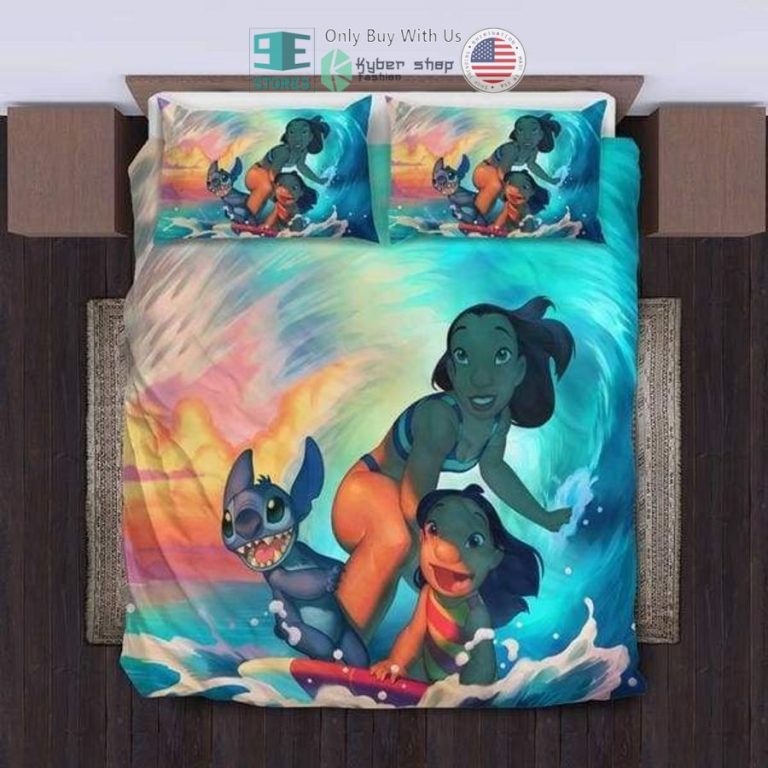 lilo stitch surfing blue bedding set 1 4683