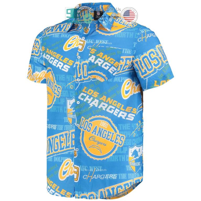 los angeles chargers foco thematic powder blue hawaiian shirt 2 29933