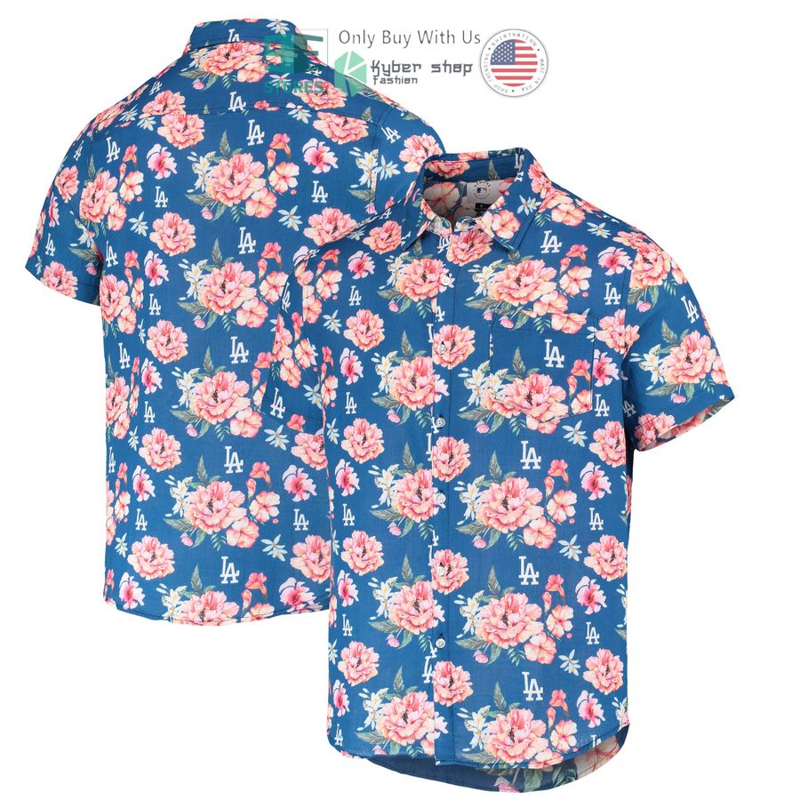 los angeles dodgers foco floral linen royal hawaiian shirt 1 37522