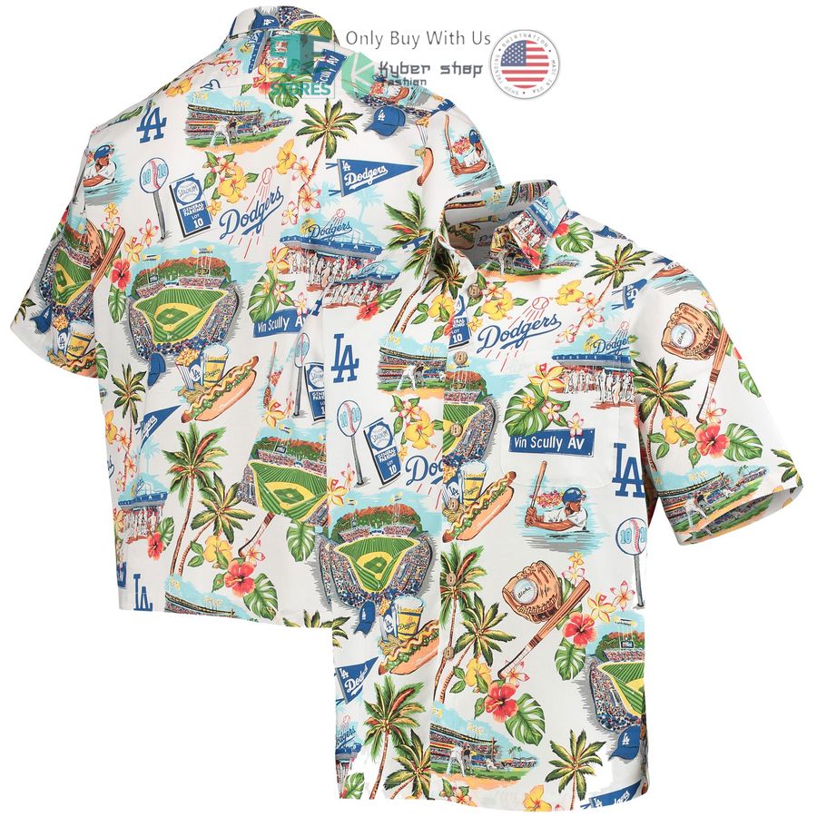 los angeles dodgers reyn spooner scenic white hawaiian shirt 1 20288