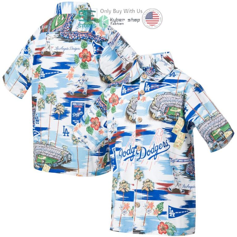 los angeles dodgers reyn spooner youth scenic white hawaiian shirt 1 88837