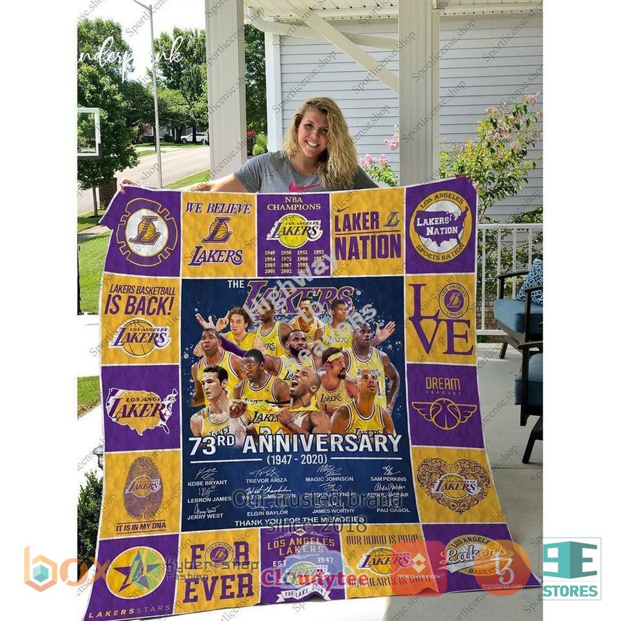 los angeles lakers 73rd anniversary quilt 1 68752