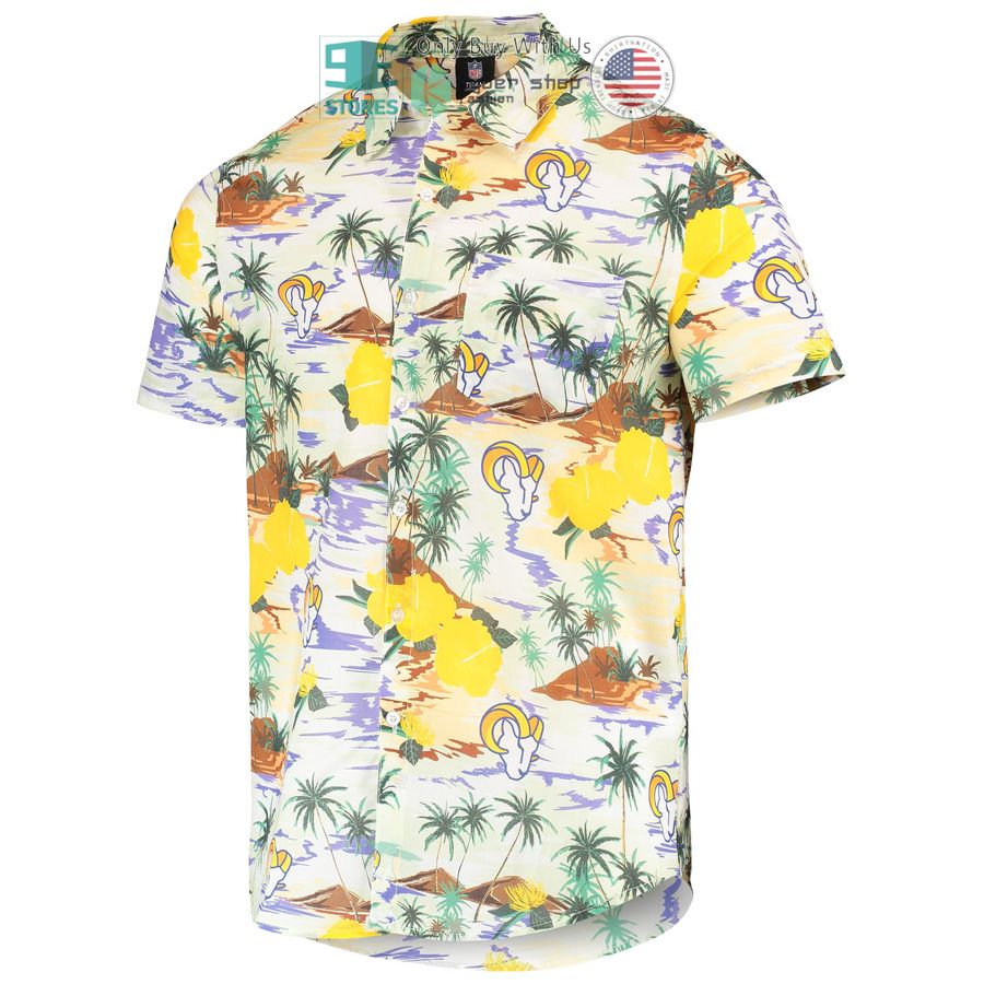 los angeles rams foco paradise floral cream hawaiian shirt 2 22957