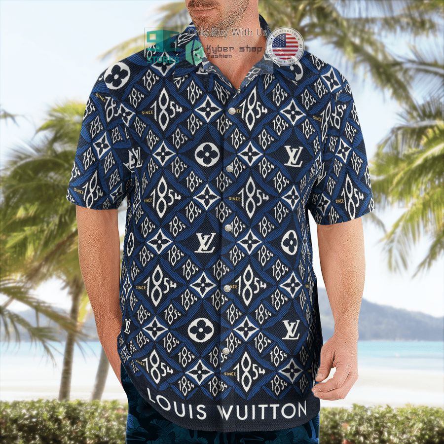 louis vuitton black blue hawaii shirt shorts 2 6570