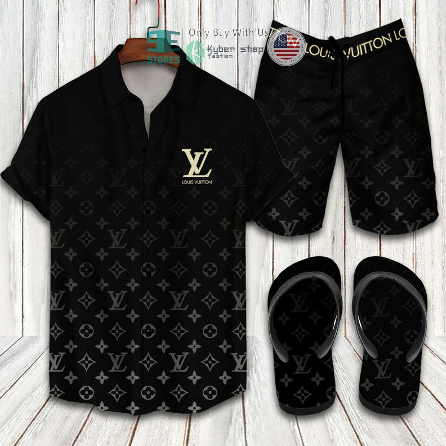 louis vuitton black hawaii shirt shorts 1 10671
