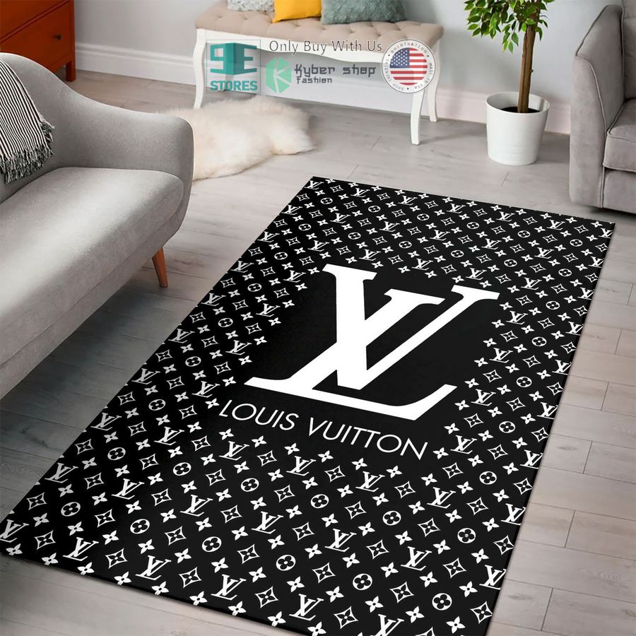 louis vuitton black white pattern color round rug 1 39348