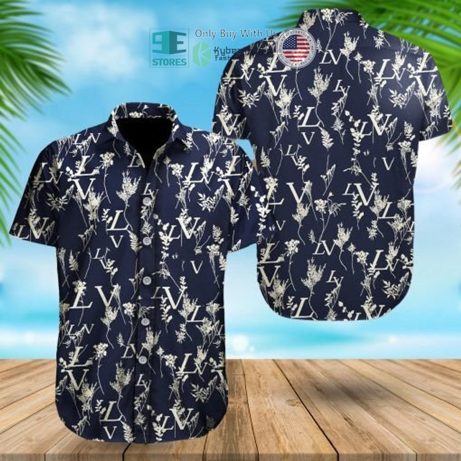 louis vuitton blue black hawaii shirt shorts 2 57227