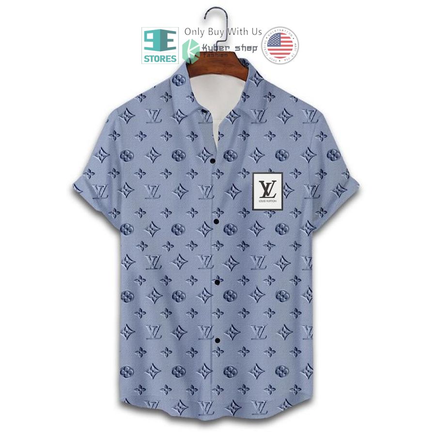 louis vuitton blue pattern hawaii shirt shorts 2 6072