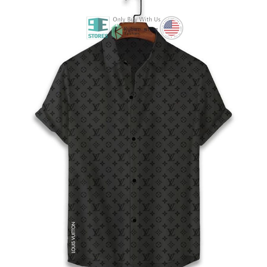louis vuitton dark grey hawaii shirt shorts 2 57365