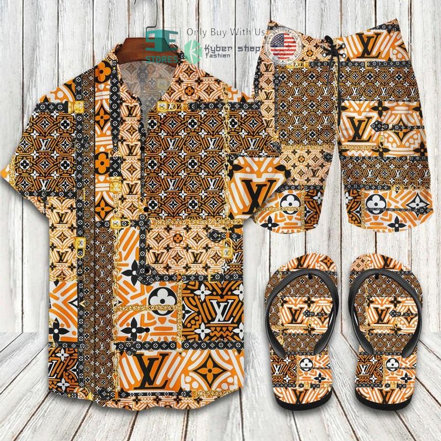louis vuitton flower pattern hawaii shirt shorts 1 11463