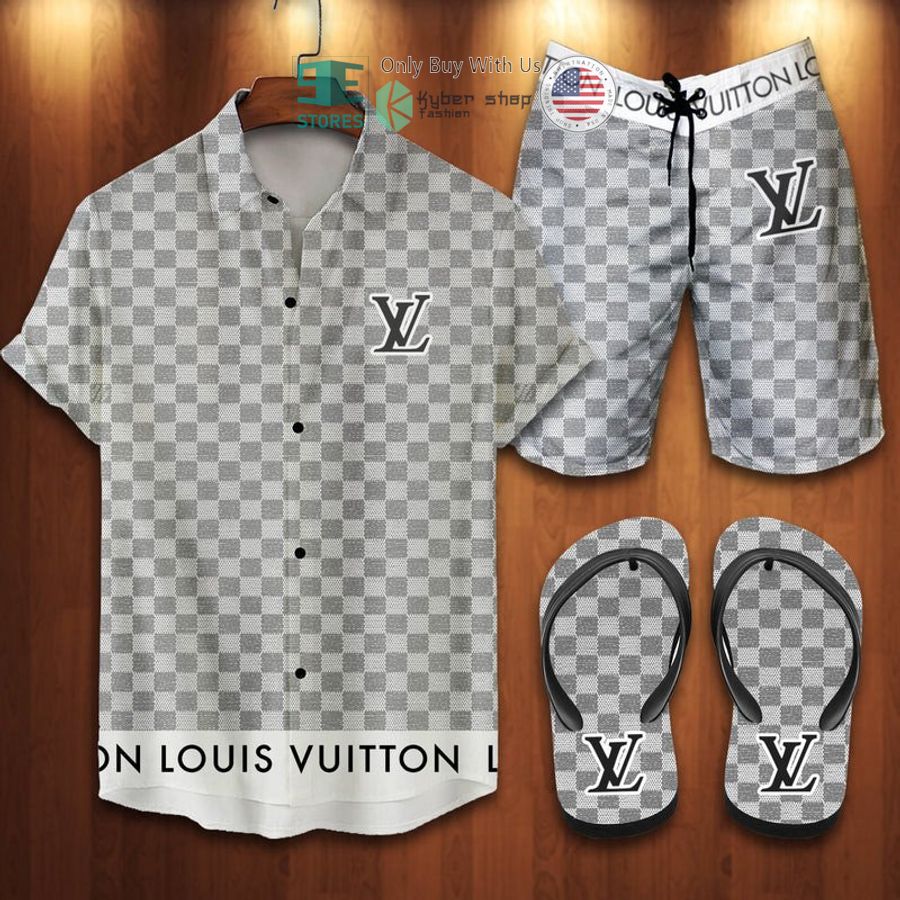 louis vuitton grey caro hawaii shirt shorts 1 76533