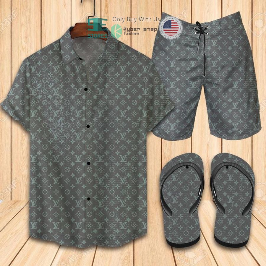 louis vuitton grey hawaii shirt shorts 1 91893