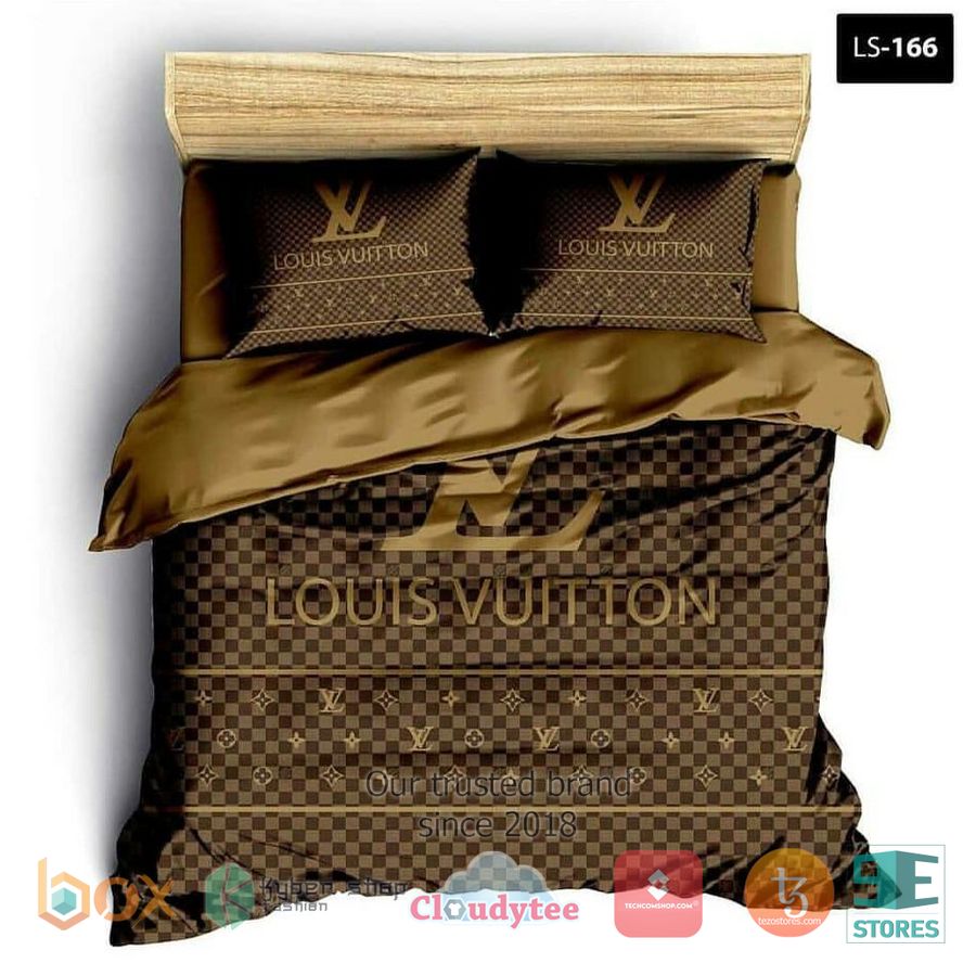 louis vuitton luxury brand brown bedding set 1 64434