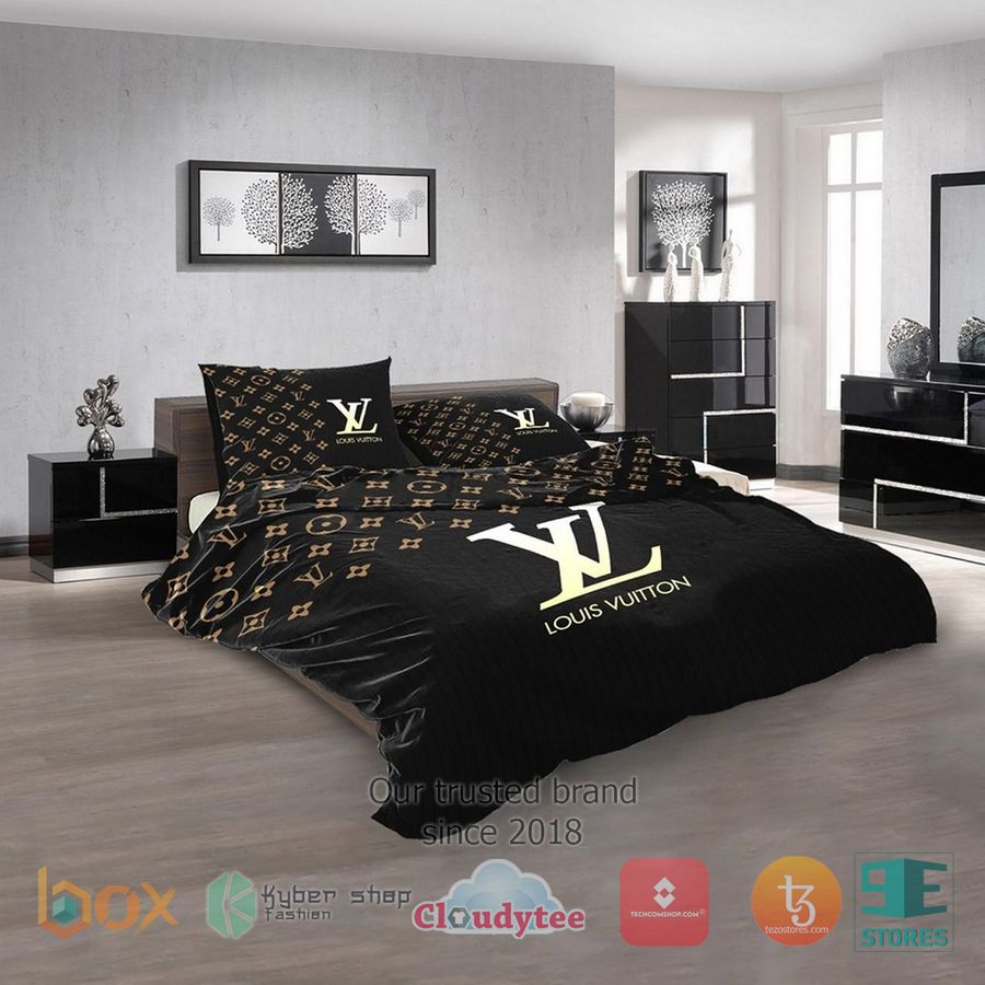 louis vuitton lv french luxury black bedding set 1 70134