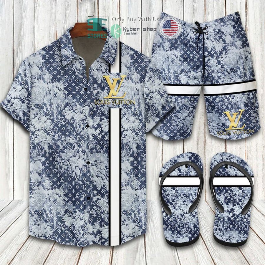 louis vuitton white blue hawaii shirt shorts 1 48930