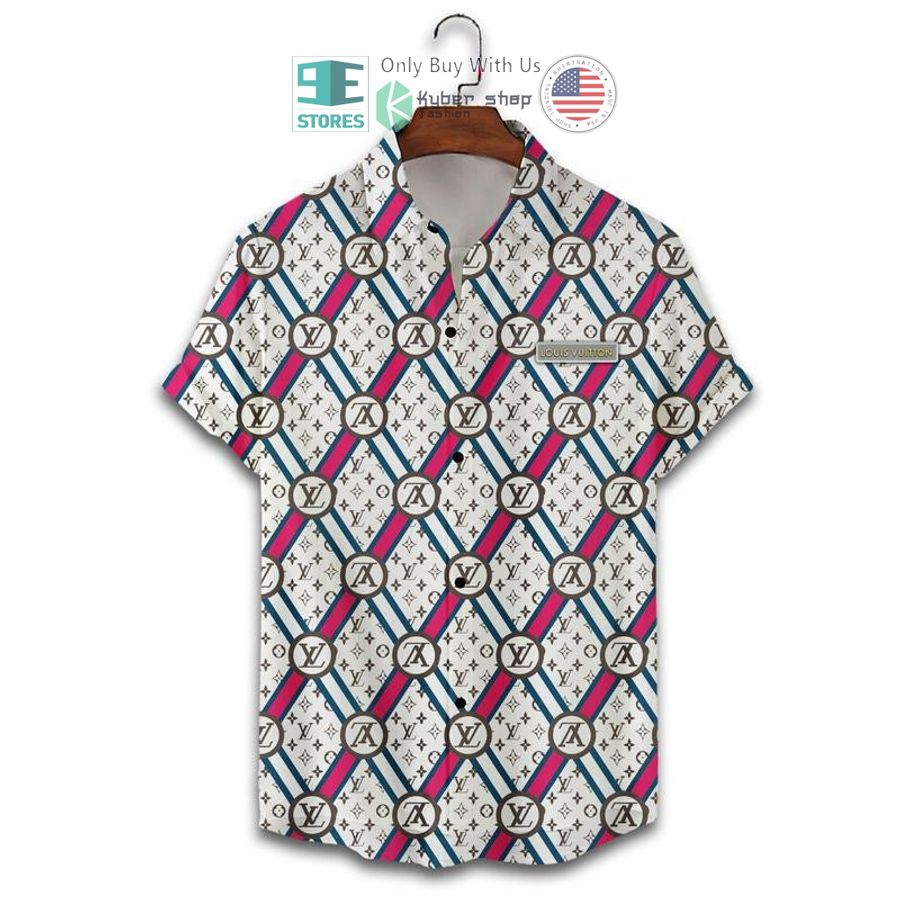 louis vuitton white pattern hawaii shirt shorts 2 7950